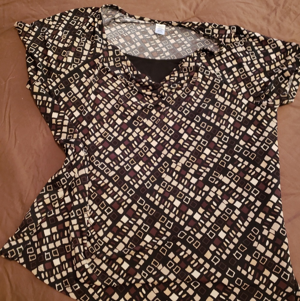 Black multi Drape neck top with solid black panel